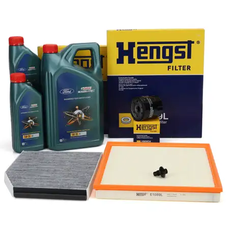 HENGST Filterset 3-tlg + 7L CASTROL 5W30 A5 Motor&ouml;l FORD Tourneo Custom / Transit 2.2 TDCi