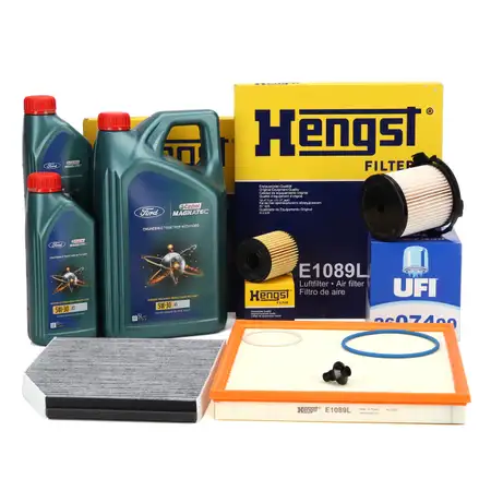 HENGST Filterset 4-tlg + 7L CASTROL 5W30 A5 Motor&ouml;l FORD Tourneo / Transit Custom 2.2 TDCi