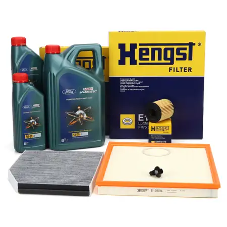 HENGST Filterset 3-tlg + 7L CASTROL 5W30 A5 Motor&ouml;l FORD Tourneo / Transit Custom 2.2 TDCi