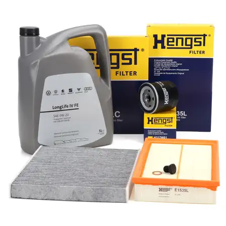 HENGST Filterset + 5L ORIGINAL 0W20 Motor&ouml;l VW GOLF 7 8 Passat B8 A3 8V 8Y 1.0/1.5 TSI