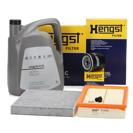 HENGST Filterset + 5L ORIGINAL 0W20 Motor&ouml;l VW Polo 6 A1 GB Arona IBiza 5 1.0/1.5 TSI