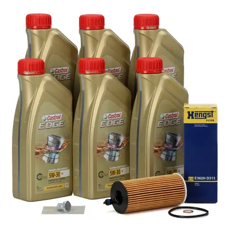 6L CASTROL EDGE 5W30 M LL-04 Motor&ouml;l + HENGST &Ouml;lfilter BMW 1er 3er 5er X3 X4 X5 B47 B48