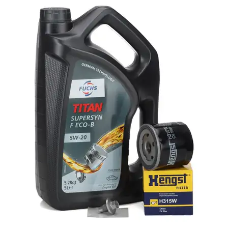 5L FUCHS TITAN SUPERSYN F ECO-B 5W20 Motor&ouml;l &Ouml;l + HENGST H315W &Ouml;lfilter FORD MAZDA VOLVO