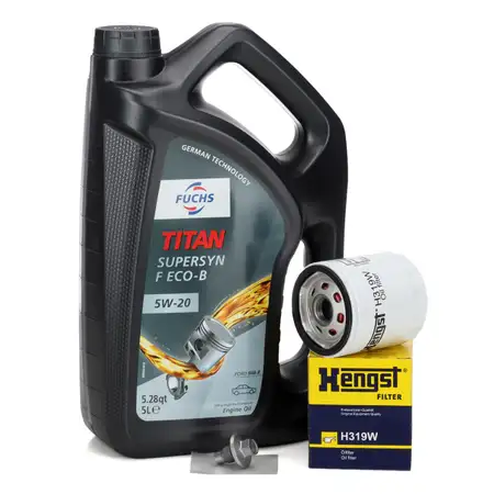 5L FUCHS TITAN SUPERSYN F ECO-B 5W20 Motor&ouml;l &Ouml;l + HENGST H319W &Ouml;lfilter FORD VOLVO