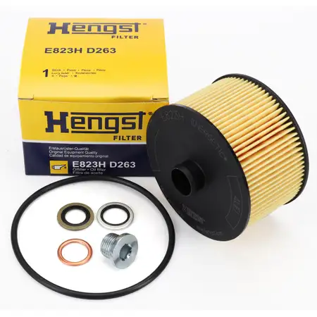 HENGST E823HD263 &Ouml;lfilter + Schraube DACIA MERCEDES-BENZ NISSAN RENAULT SMART