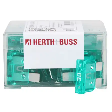 50x HERTH+BUSS ELPARTS Sicherung STANDARD-Flachstecksicherung 30A bis 32V GR&Uuml;N