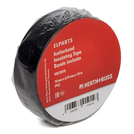 HERTH+BUSS ELPARTS Isolierband Klebeband Kabelband 10m x 15mm PVC SCHWARZ