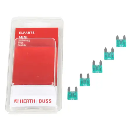 5x HERTH+BUSS ELPARTS Sicherung MINI-Flachsicherung 30A bis 32V GR&Uuml;N