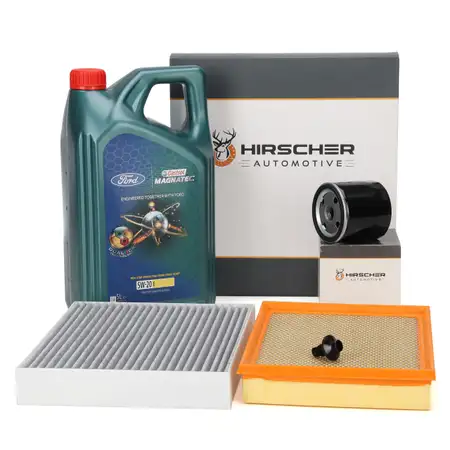 HIRSCHER Filterset + 5L CASTROL MAGNATEC 5W-20 E Motor&ouml;l FORD Focus 4 MK4 1.5 Ti-VCT