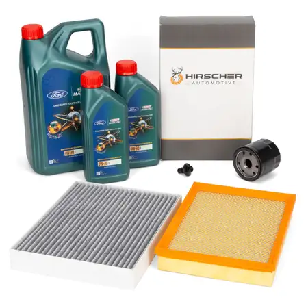 HIRSCHER Filterset 3-tlg + 7L CASTROL 0W30 Motor&ouml;l FORD Focus 4 MK4 Kuga 3 MK3 2.0 EcoBlue