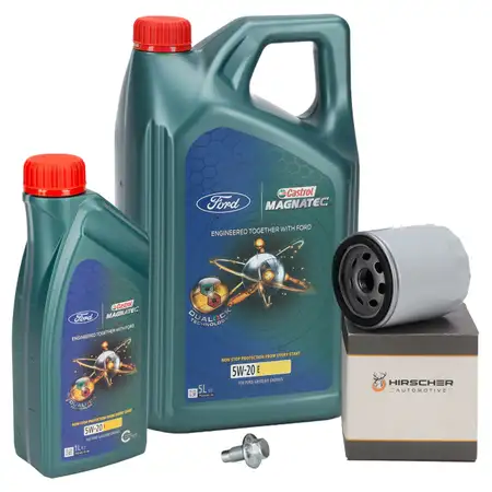 6L 6 Liter CASTROL MAGNATEC E 5W-20 + HIRSCHER &Ouml;lfilter FORD 2.0/2.3 EcoBoost 1751529