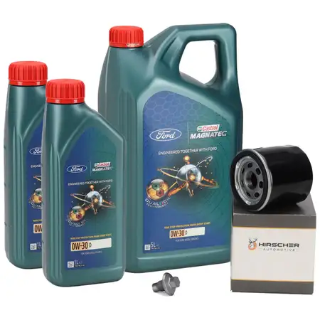 7L 7 Liter CASTROL MAGNATEC 0W-30 D Motor&ouml;l + HIRSCHER &Ouml;lfilter f&uuml;r FORD 2128722