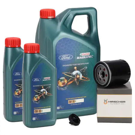 7L 7 Liter CASTROL MAGNATEC 0W-30 D Motor&ouml;l + HIRSCHER &Ouml;lfilter f&uuml;r FORD 2193141