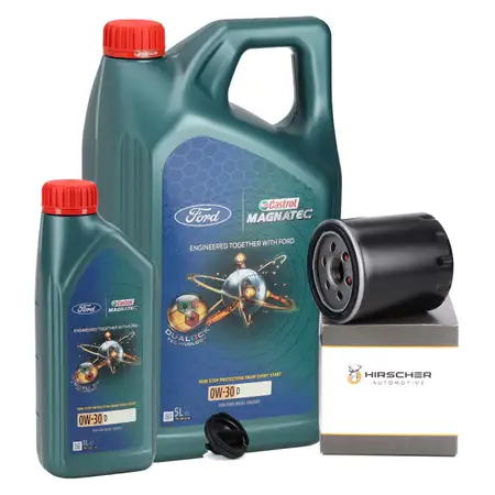 6L CASTROL MAGNATEC 0W-30 D Motor&ouml;l + HIRSCHER &Ouml;lfilter FORD Focus 3 Mondeo 5 2.0 TDCi