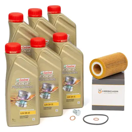 6L CASTROL EDGE 5W30 M LL-04 Motor&ouml;l + HIRSCHER &Ouml;lfilter BMW E46 318d 320d E39 520d M47