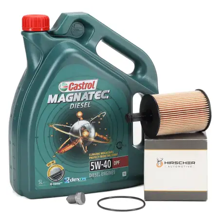 5L CASTROL MAGNATEC DIESEL 5W-40 DPF + HIRSCHER &Ouml;lfilter VW Golf 4 5 6 Passat 1.2-2.5 TDI