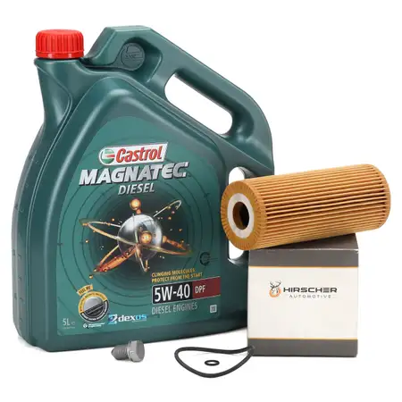 5L CASTROL MAGNATEC DIESEL 5W-40 DPF + HIRSCHER &Ouml;lfilter VW Golf 4 Passat B5 B5.5 1.9 TDI