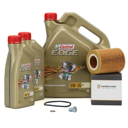 7L CASTROL EDGE 5W30 M LL-04 Motor&ouml;l + HIRSCHER &Ouml;lfilter BMW E36 E46 E39 E60 X3 X5 M50-54