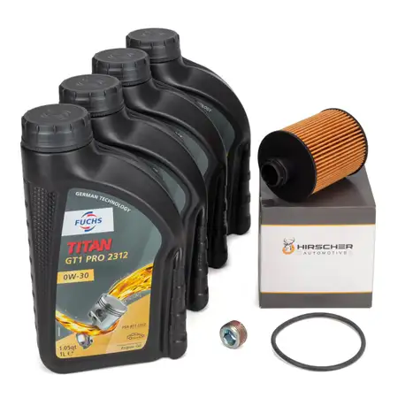 4L FUCHS 0W-30 Motor&ouml;l &Ouml;l + HIRSCHER &Ouml;lfilter FIAT 500 Doblo Panda Punto Tipo 1.3 D