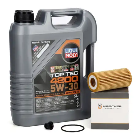 5L LIQUI MOLY TOP TEC 4200 5W30 Motor&ouml;l + HIRSCHER &Ouml;lfilter VAG 1.8/2.0 TFSI 06L115562