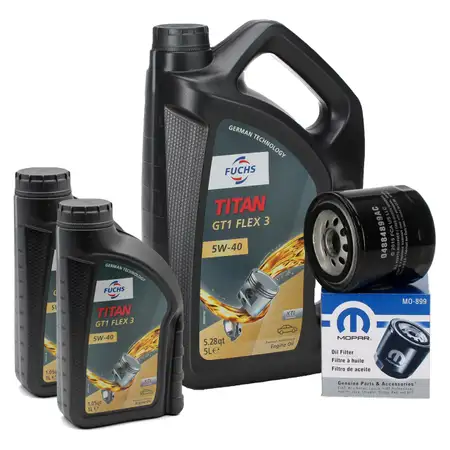 7L FUCHS Motor&ouml;l TITAN GT1 Flex 3 5W40 + ORIGINAL MOPAR &Ouml;lfilter 04884899AC