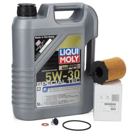 5L LIQUI MOLY SPECIAL TEC F 5W30 Motor&ouml;l + ORIGINAL &Ouml;lfilter CITROEN PEUGEOT 1.4/1.6 HDi