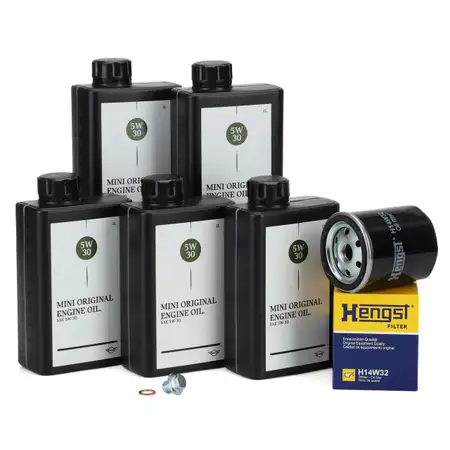 5L ORIGINAL 5W-30 LL-04 Motor&ouml;l + HENGST &Ouml;lfilter MINI R50 R53 One D 75/88 PS 1ND