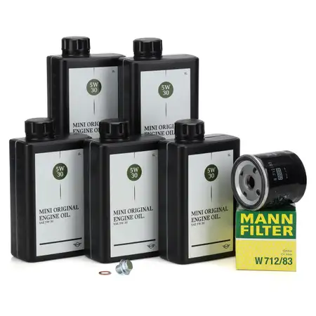 5L ORIGINAL 5W-30 LL-04 Motor&ouml;l + MANN &Ouml;lfilter MINI R50 R53 One D 75/88 PS 1ND