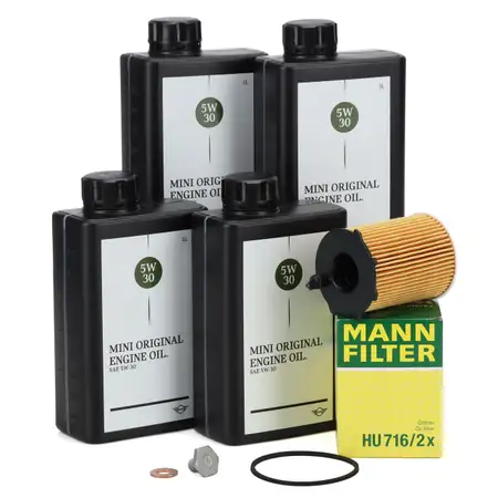 4L ORIGINAL 5W-30 LL-04 Motor&ouml;l + MANN &Ouml;lfilter MINI R56 R55 One D / Cooper D 9HZ