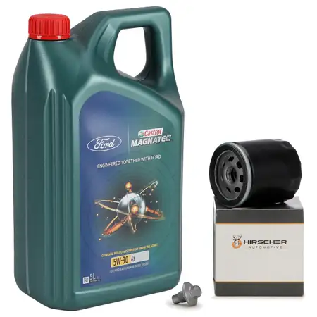 5L CASTROL MAGNATEC 5W30 A5 Motor&ouml;l + HIRSCHER &Ouml;lfilter FORD Fiesta Focus Mondeo S-Max