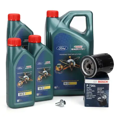 8L CASTROL MAGNATEC 5W-20 E Motor&ouml;l + BOSCH &Ouml;lfilter FORD Mustang MK6 5.0 V8 422 PS