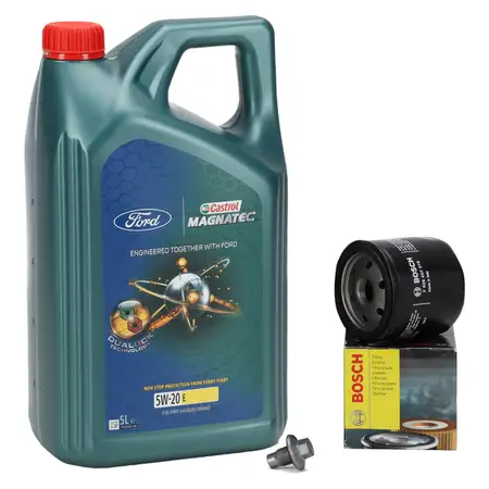 5L CASTROL MAGNATEC 5W-20 E Motor&ouml;l + BOSCH &Ouml;lfilter FORD MAZDA VOLVO 1.25 1.4 1.6