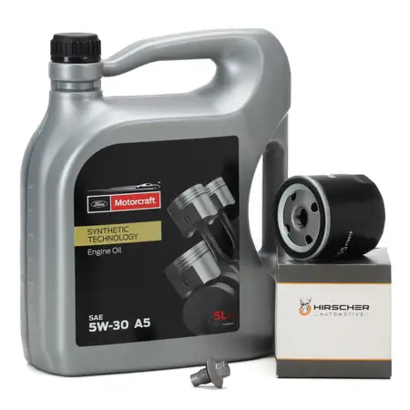 5L MOTORCRAFT 5W30 A5 Motor&ouml;l + HIRSCHER &Ouml;lfilter FORD Fiesta Focus Mondeo S-Max 1.25-1.6