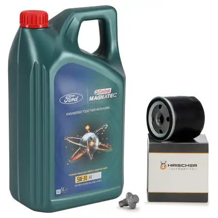 5L CASTROL 5W30 A5 Motor&ouml;l + HIRSCHER &Ouml;lfilter FORD Fiesta Focus Mondeo S-Max 1.25-1.6