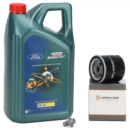 5L CASTROL MAGNATEC 5W20 E Motor&ouml;l + HIRSCHER &Ouml;lfilter FORD Fiesta Focus Mondeo 1.25-1.6