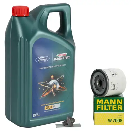 5L CASTROL MAGNATEC 5W-30 A5 Motor&ouml;l + MANN &Ouml;lfilter FORD Focus Mondeo 1.6-2.0 1883037