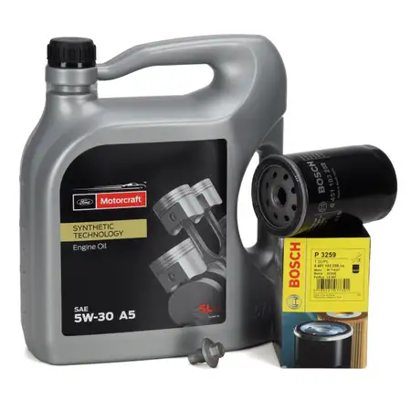 5L ORIGINAL MOTORCRAFT 5W-30 A5 Motor&ouml;l + BOSCH &Ouml;lfilter FORD Fiesta Focus Mondeo 1.3-2.0