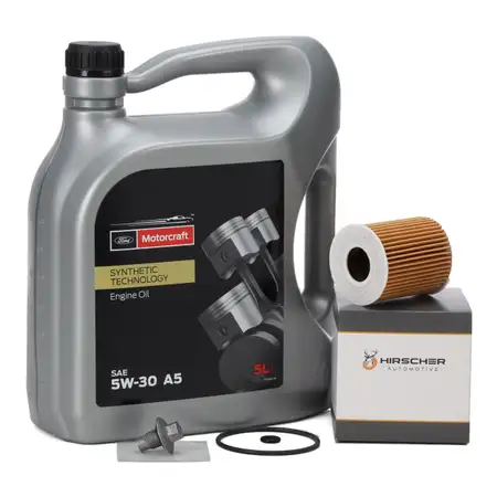 5L MOTORCRAFT 5W30 A5 Motor&ouml;l + HIRSCHER &Ouml;lfilter FORD Mondeo 3 1.8 2.0 16V + 4 2.3