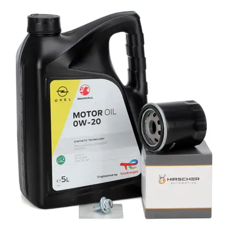 5L ORIGINAL Motor&ouml;l 0W-20 + HIRSCHER &Ouml;lfilter OPEL Adam Astra K Corsa E Karl 1.0