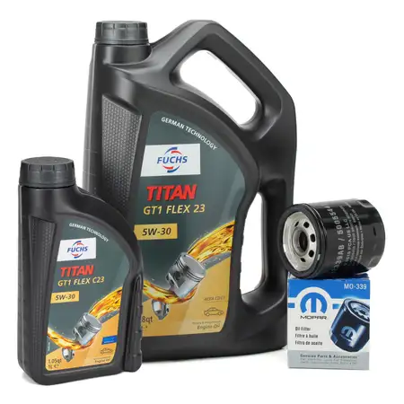 6L FUCHS TITAN GT1 FLEX C23 5W-30 Motor&ouml;l + ORIGINAL MOPAR &Ouml;lfilter 50057786