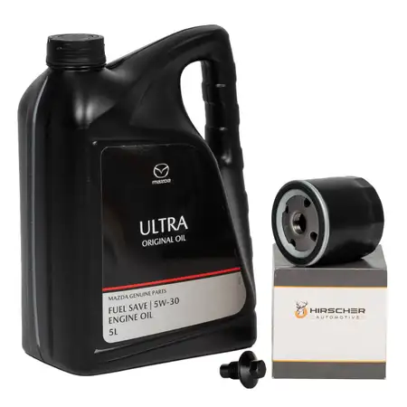 5L 5 Liter ORIGINAL Motor&ouml;l &Ouml;L ULTRA 5W30 + HIRSCHER &Ouml;lfilter MAZDA 121 III 2 DY 1.25-1.4