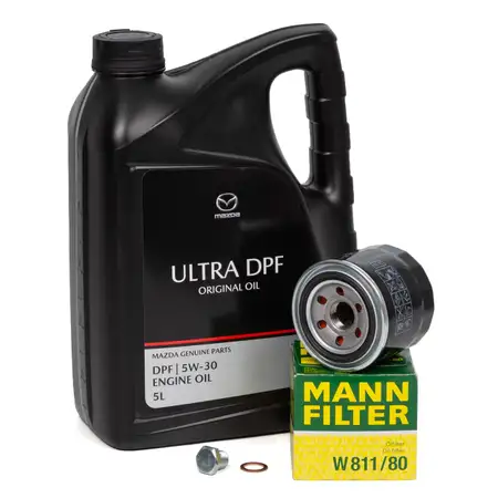 5L ORIGINAL Motor&ouml;l ULTRA DPF 5W30 + MANN &Ouml;lfilter MAZDA 3 323 5 6 626 CX-7 Premacy