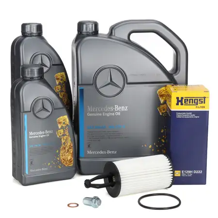 7L ORIGINAL 5W-40 MB 229.5 Motor&ouml;l HENGST &Ouml;lfilter MERCEDES W204 W205 W212 W213 43AMG M276