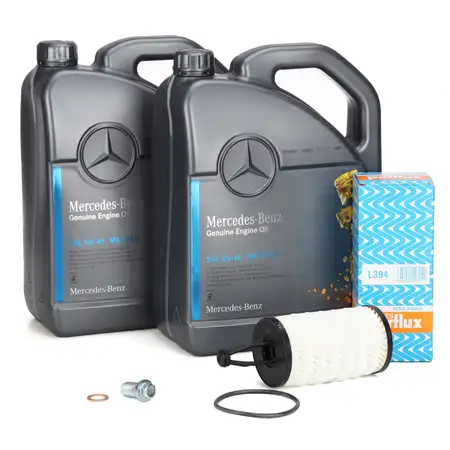 10L ORIGINAL 5W40 MB 229.5 Motor&ouml;l PURFLUX &Ouml;lfilter MERCEDES W204 W205 W212/213 43AMG M276