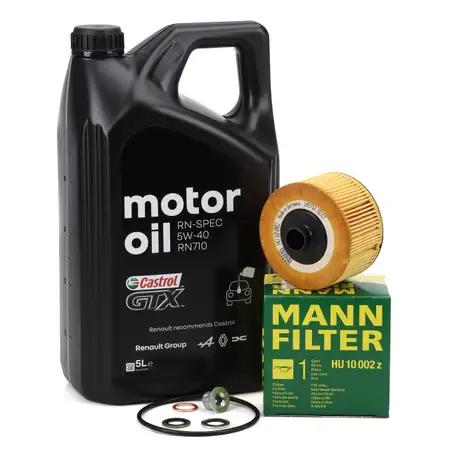 5L CASTROL GTX RN-SPEC 5W40 RN710 Motor&ouml;l + MANN &Ouml;lfilter DACIA RENAULT 1.0-1.3 TCe