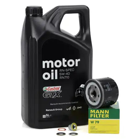 5L CASTROL GTX RN-SPEC 5W40 RN710 Motor&ouml;l + MANN &Ouml;lfilter f&uuml;r DACIA RENAULT