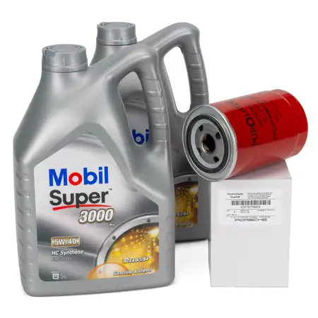 10L Mobil SUPER 3000 X1 5W-40 Motor&ouml;l &Ouml;l + ORIGINAL Porsche &Ouml;lfilter 93010776403