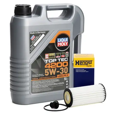 5L LIQUI MOLY TOP TEC 4200 5W30 Motor&ouml;l + HENGST &Ouml;lfilter VAG 1.8/2.0 TSI 06L115562B