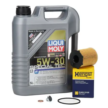 5L LIQUI MOLY SPECIAL TEC F 5W30 Motor&ouml;l + HENGST &Ouml;lfilter FORD PSA VOLVO 1.4/1.5/1.6 D