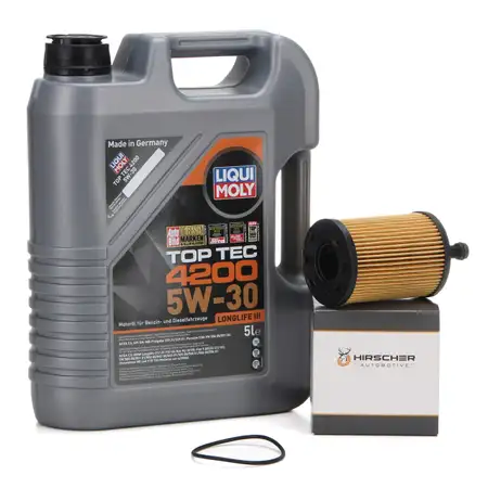 5L LIQUI MOLY 3707 TOP TEC 4200 5W30 Motor&ouml;l + HIRSCHER &Ouml;lfilter f&uuml;r VAG 1.2-2.5 TDI